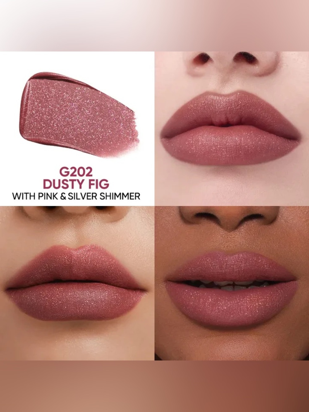 Judydoll Dusty Fig Cushion Matte Lock Lip Cream- nude w pink and silver shimmer